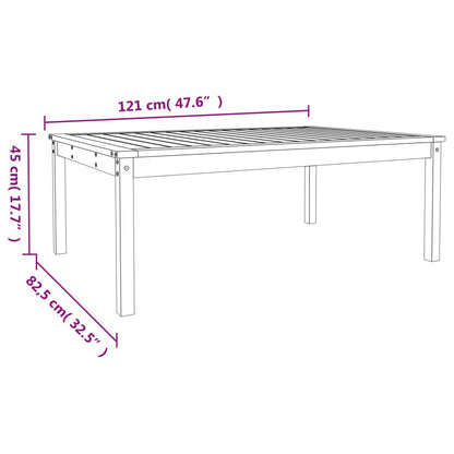 Garden Table White 121x82,5x45 cm Solid Wood Pine