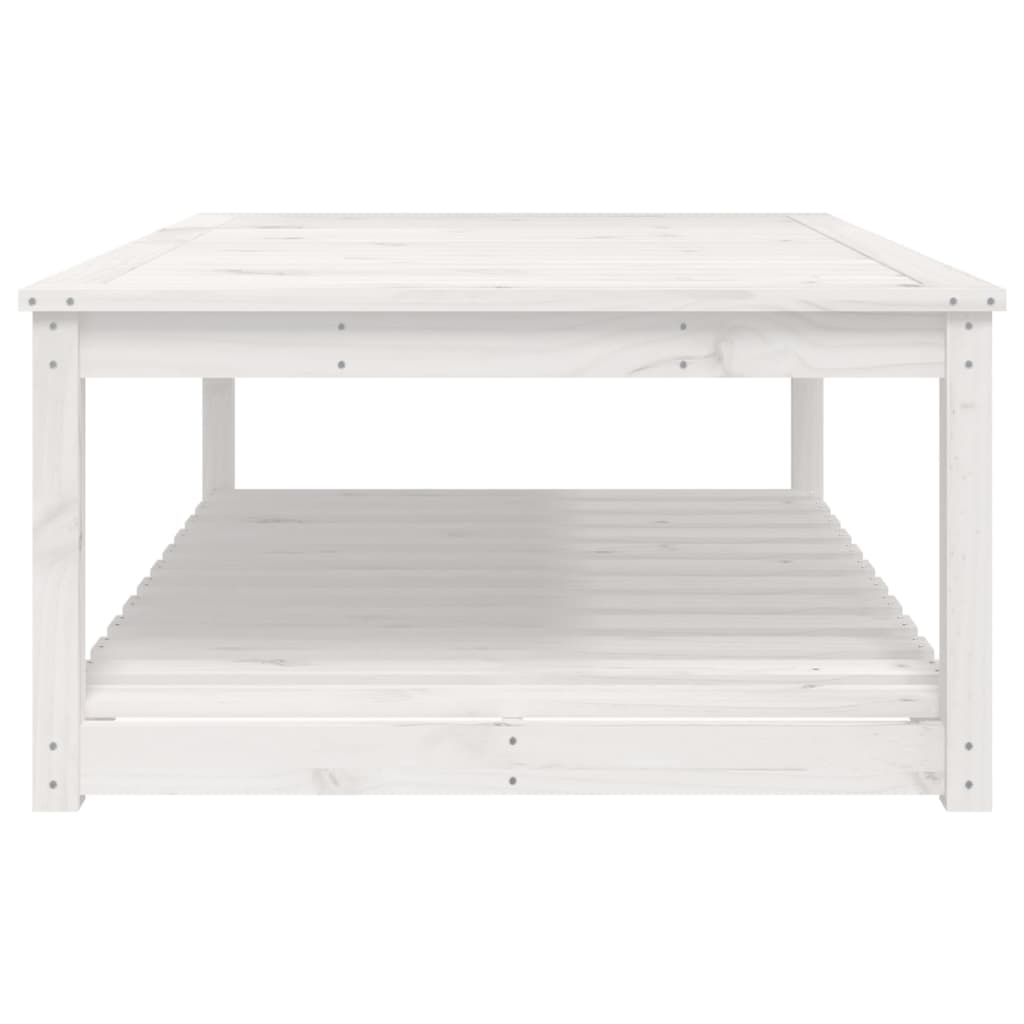 Garden Table White 121x82,5x45 cm Solid Wood Pine