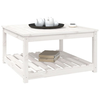 Garden Table White 82,5x82,5x45 cm Solid Wood Pine