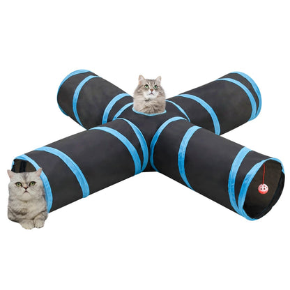 Cat Tunnel 4-way Black and Blue 132 cm Polyester