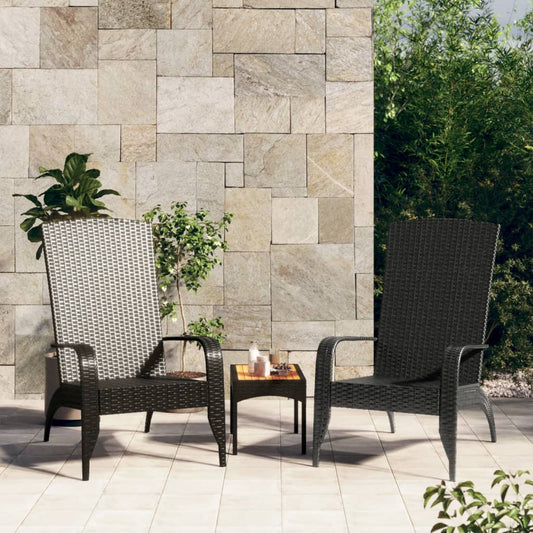 Garden Adirondack Chair | Black | Poly rattan, powder-coated steel