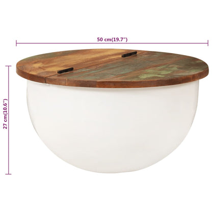 Coffee Table White 50x27 cm Solid Wood Reclaimed