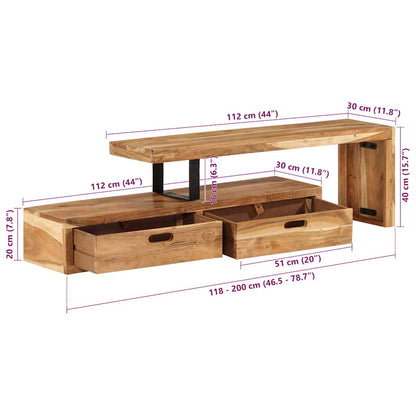 TV Stand (118-200)x30x40 cm Solid Wood Acacia