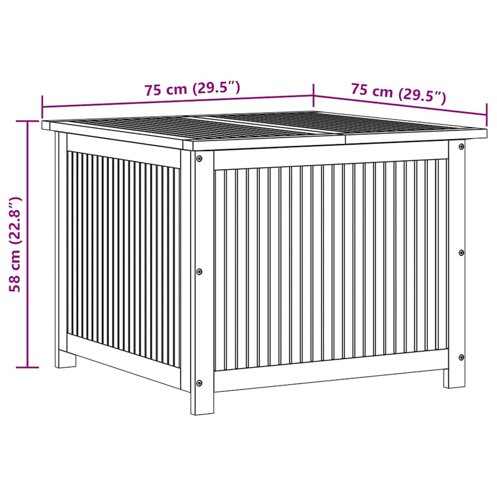 Garden Storage Box 75x75x58 cm Solid Wood Acacia