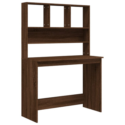 Desk with Shelves Brown Oak 102x45x148 cm Engineered Wood