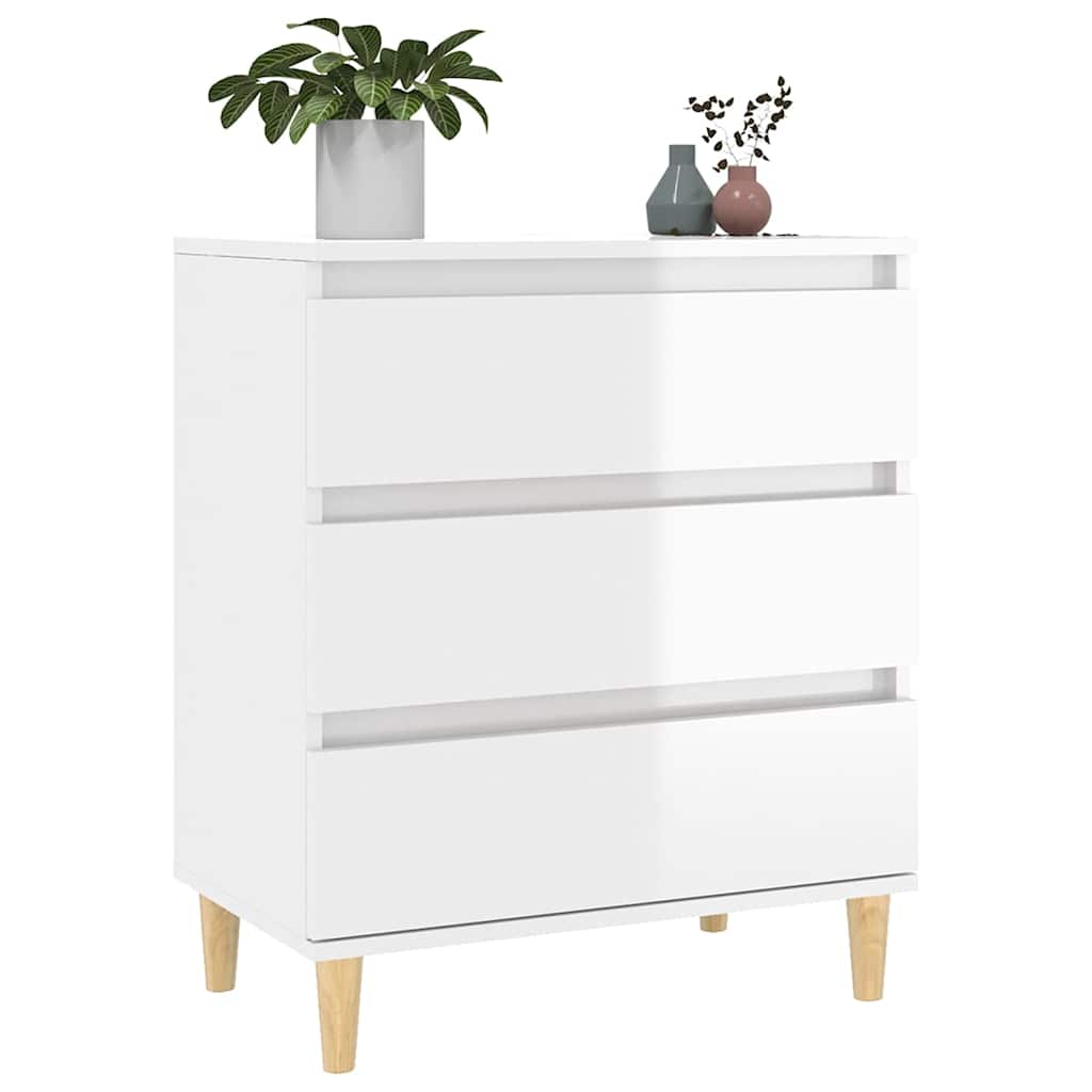 Sideboard High Gloss White 60x35x70 cm Engineered Wood