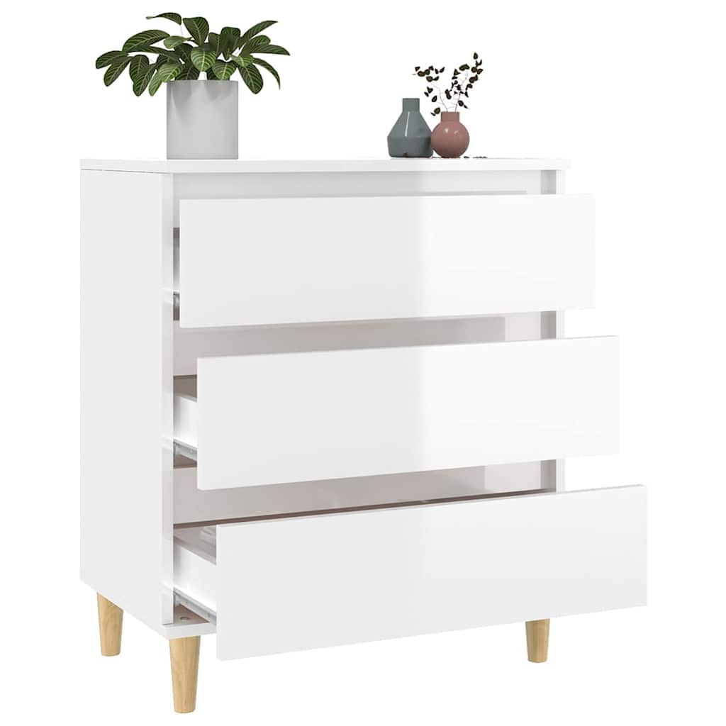 Sideboard High Gloss White 60x35x70 cm Engineered Wood