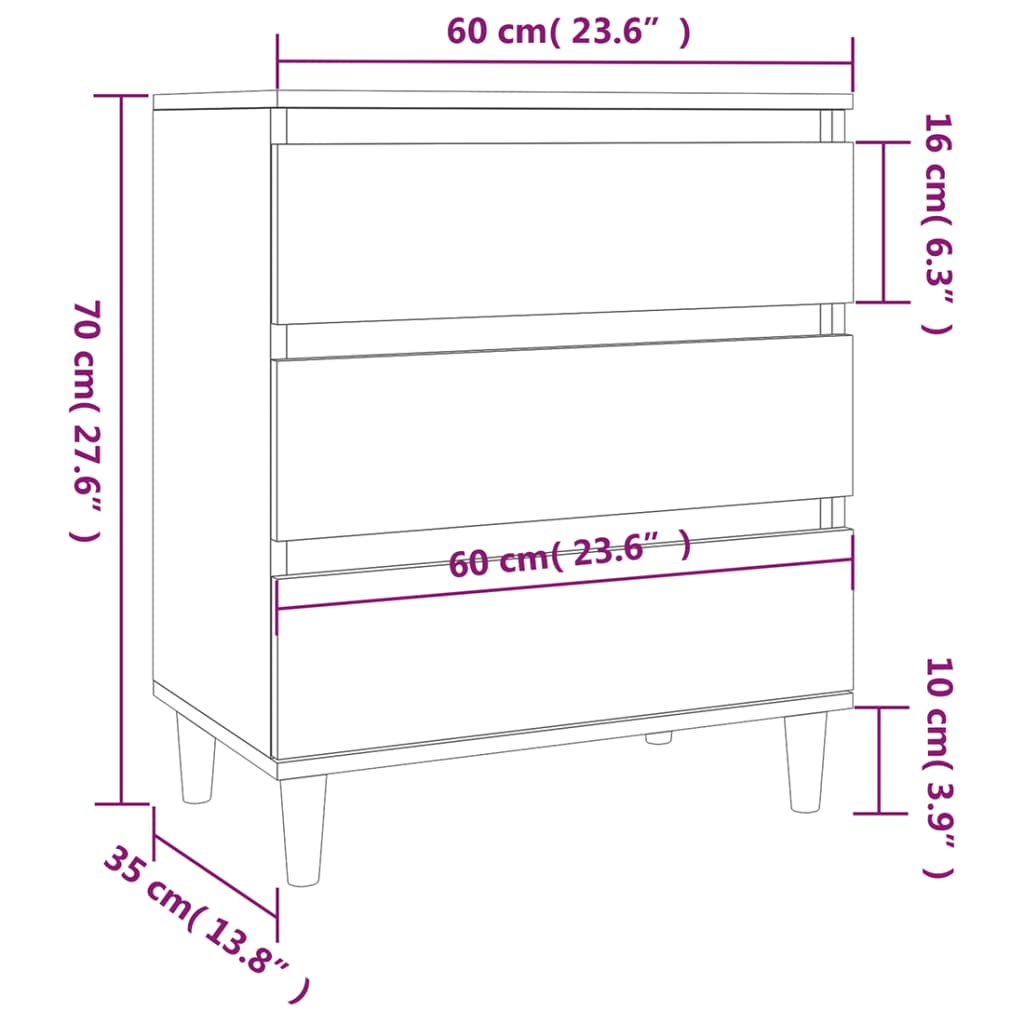 Sideboard Concrete Grey 60x35x70 cm Engineered Wood