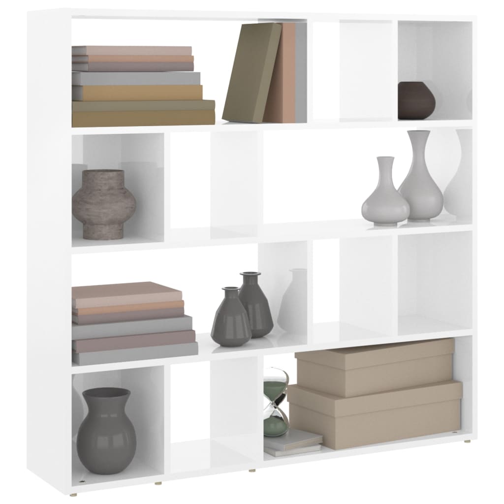 Book Cabinet/Room Divider High Gloss White 105x24x102 cm