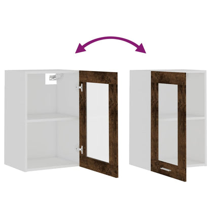 Hanging Glass Cabinet Lyon Smoked Oak 40x31x60 cm Engineered Wood