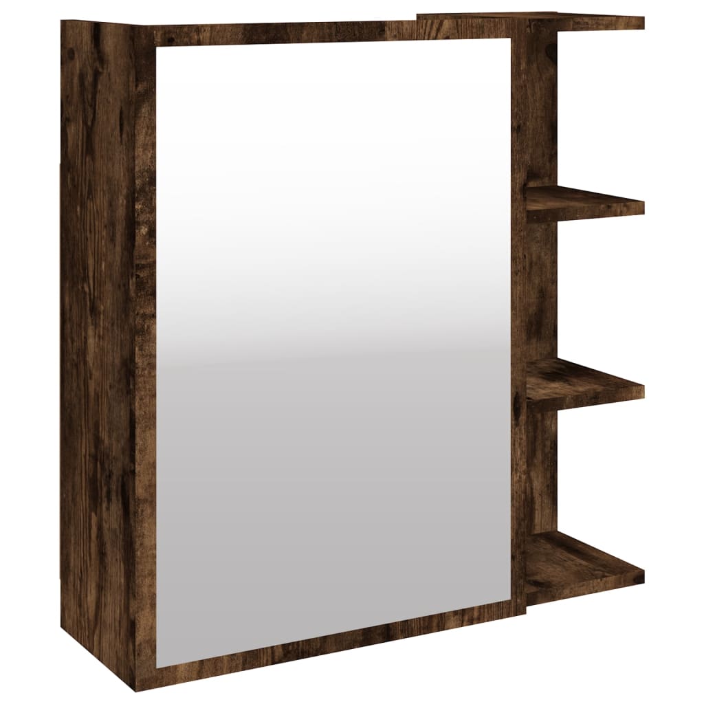 Bathroom Mirror Cabinet Smoked Oak 62.5x20.5x64 cm