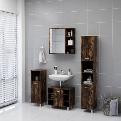 Bathroom Mirror Cabinet Smoked Oak 62.5x20.5x64 cm