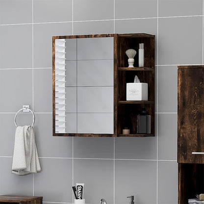 Bathroom Mirror Cabinet Smoked Oak 62.5x20.5x64 cm
