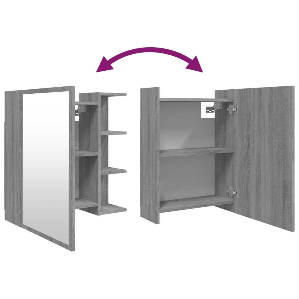 Bathroom Mirror Cabinet Grey Sonoma 62.5x20.5x64 cm