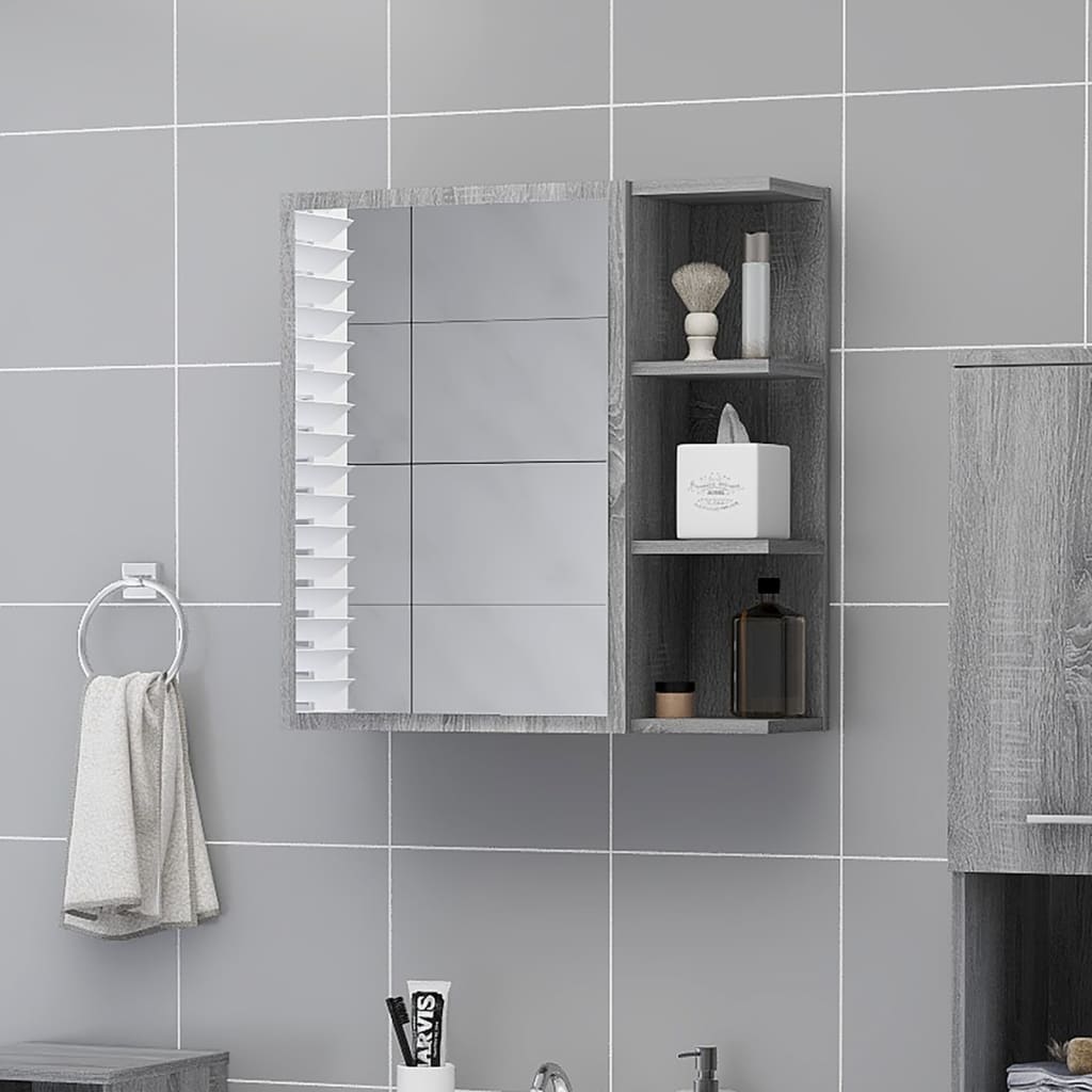 Bathroom Mirror Cabinet Grey Sonoma 62.5x20.5x64 cm