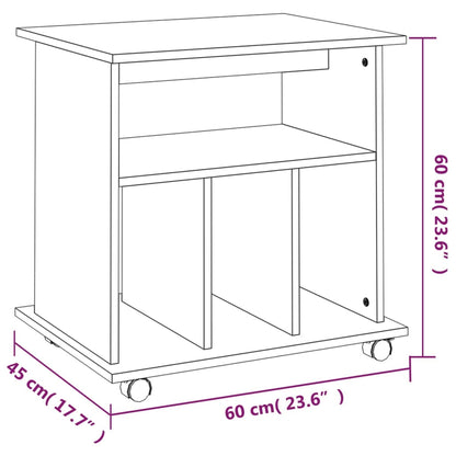 Rolling Cabinet Grey Sonoma 60x45x60 cm Engineered Wood