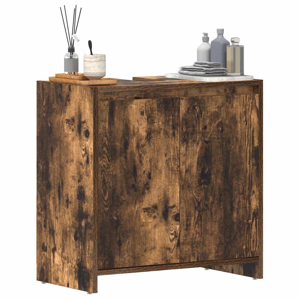 Bathroom Cabinet Smoked Oak 60x33x61 cm Engineered Wood