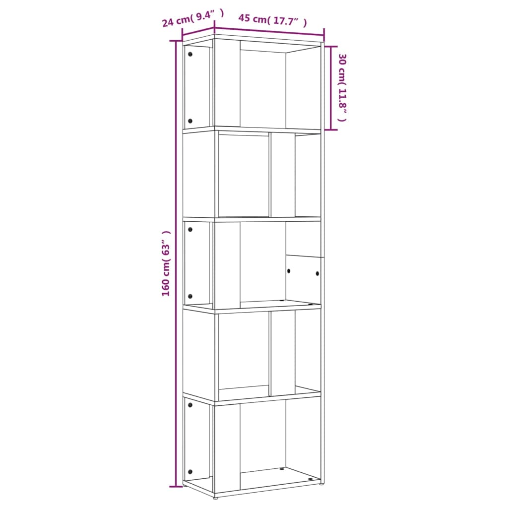 Book Cabinet | Grey Sonoma | Engineered wood | Tall | Book Cabinet