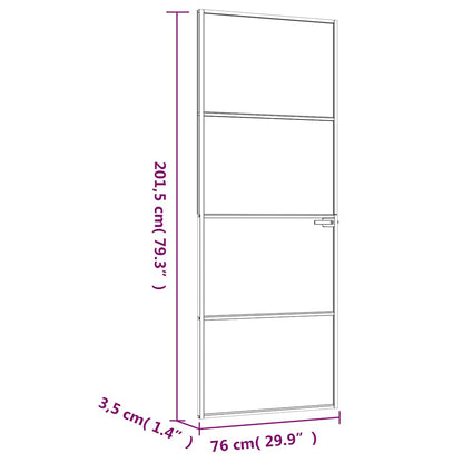 Interior Door Black 76x201,5 cm Tempered Glass&Aluminium Slim