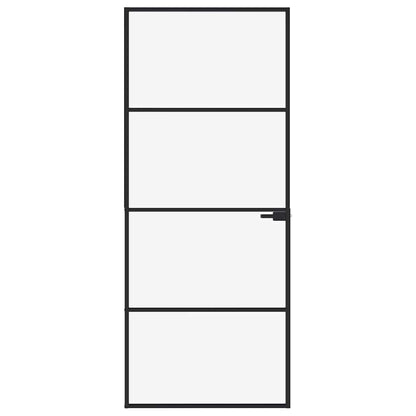 Interior Door Black 83x201.5 cm Tempered Glass&Aluminium