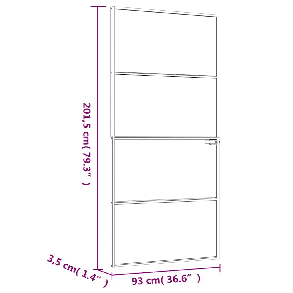 Interior Door Black 93x201.5 cm Tempered Glass&Aluminium