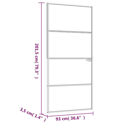 Interior Door Black 93x201.5 cm Tempered Glass&Aluminium