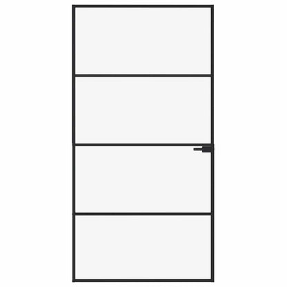 Interior Door Black 102x201.5 cm Tempered Glass&Aluminium