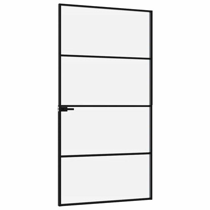 Interior Door Black 102x201,5 cm Tempered Glass&Aluminium Slim
