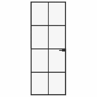 Interior Door Black 76x201,5 cm Tempered Glass&Aluminium Slim