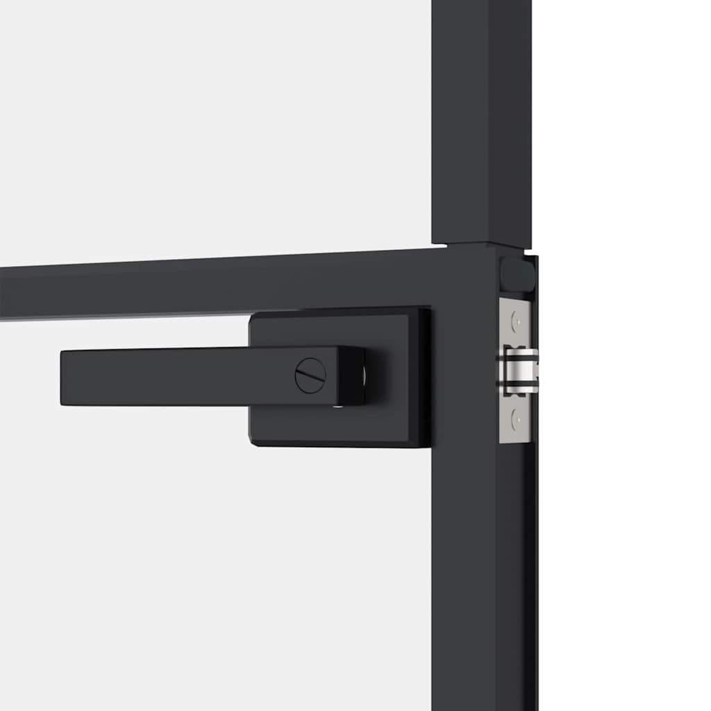 Interior Door Black 76x201.5 cm Tempered Glass&Aluminium