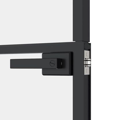 Interior Door Black 76x201.5 cm Tempered Glass&Aluminium