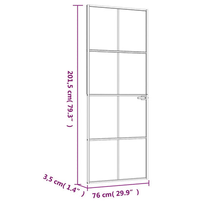 Interior Door Black 76x201.5 cm Tempered Glass&Aluminium