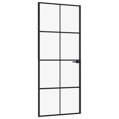 Interior Door Black 83x201.5 cm Tempered Glass&Aluminium