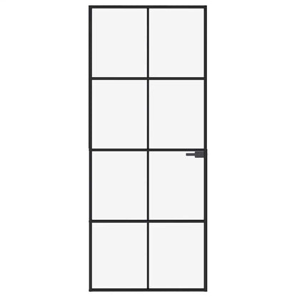 Interior Door Black 83x201,5 cm Tempered Glass&Aluminium Slim