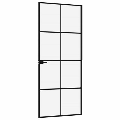 Interior Door Black 83x201,5 cm Tempered Glass&Aluminium Slim