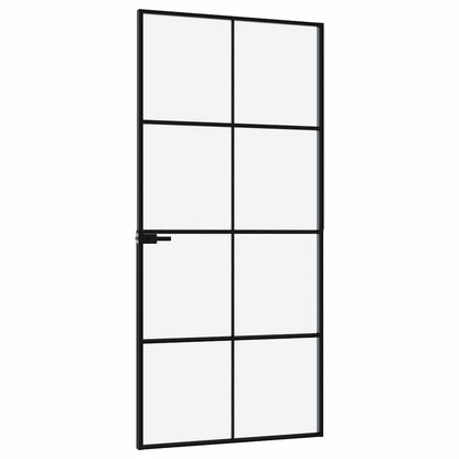 Interior Door Black 93x201,5 cm Tempered Glass&Aluminium Slim