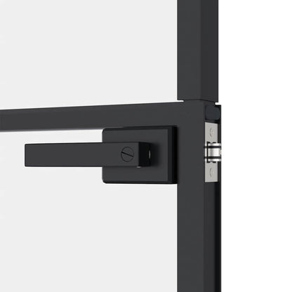 Interior Door Black 93x201.5 cm Tempered Glass&Aluminium