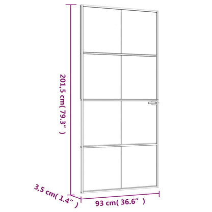 Interior Door Black 93x201.5 cm Tempered Glass&Aluminium