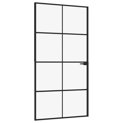 Interior Door Black 102x201,5 cm Tempered Glass&Aluminium Slim