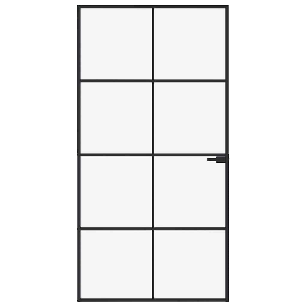 Interior Door Black 102x201.5 cm Tempered Glass&Aluminium