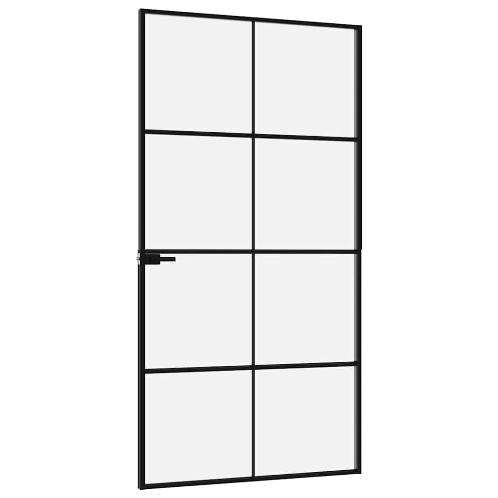 Interior Door Black 102x201.5 cm Tempered Glass&Aluminium