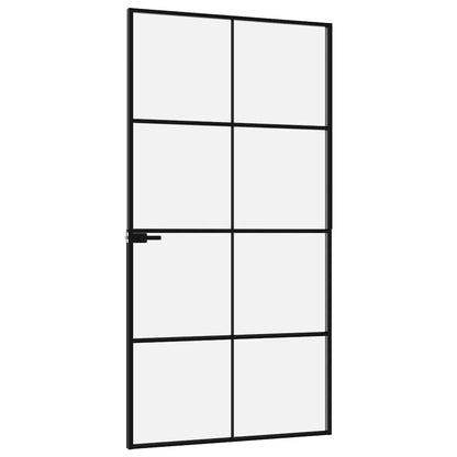 Interior Door Black 102x201,5 cm Tempered Glass&Aluminium Slim