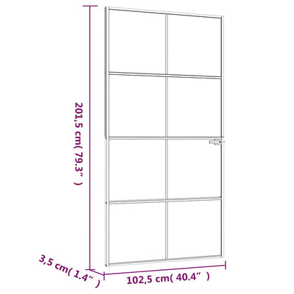 Interior Door Black 102x201,5 cm Tempered Glass&Aluminium Slim
