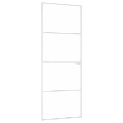 Interior Door White 76x201,5 cm Tempered Glass&Aluminium Slim
