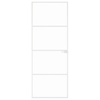 Interior Door White 76x201.5 cm Tempered Glass&Aluminium Slim
