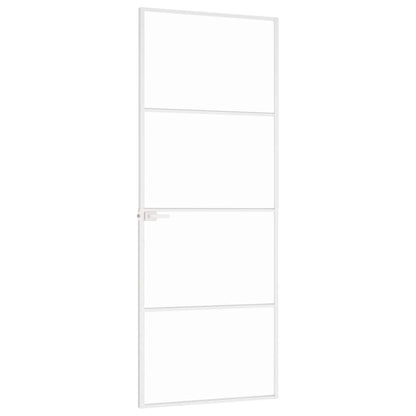 Interior Door White 76x201.5 cm Tempered Glass&Aluminium Slim