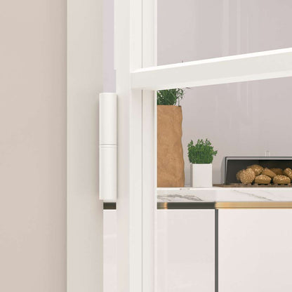 Interior Door White 76x201.5 cm Tempered Glass&Aluminium Slim
