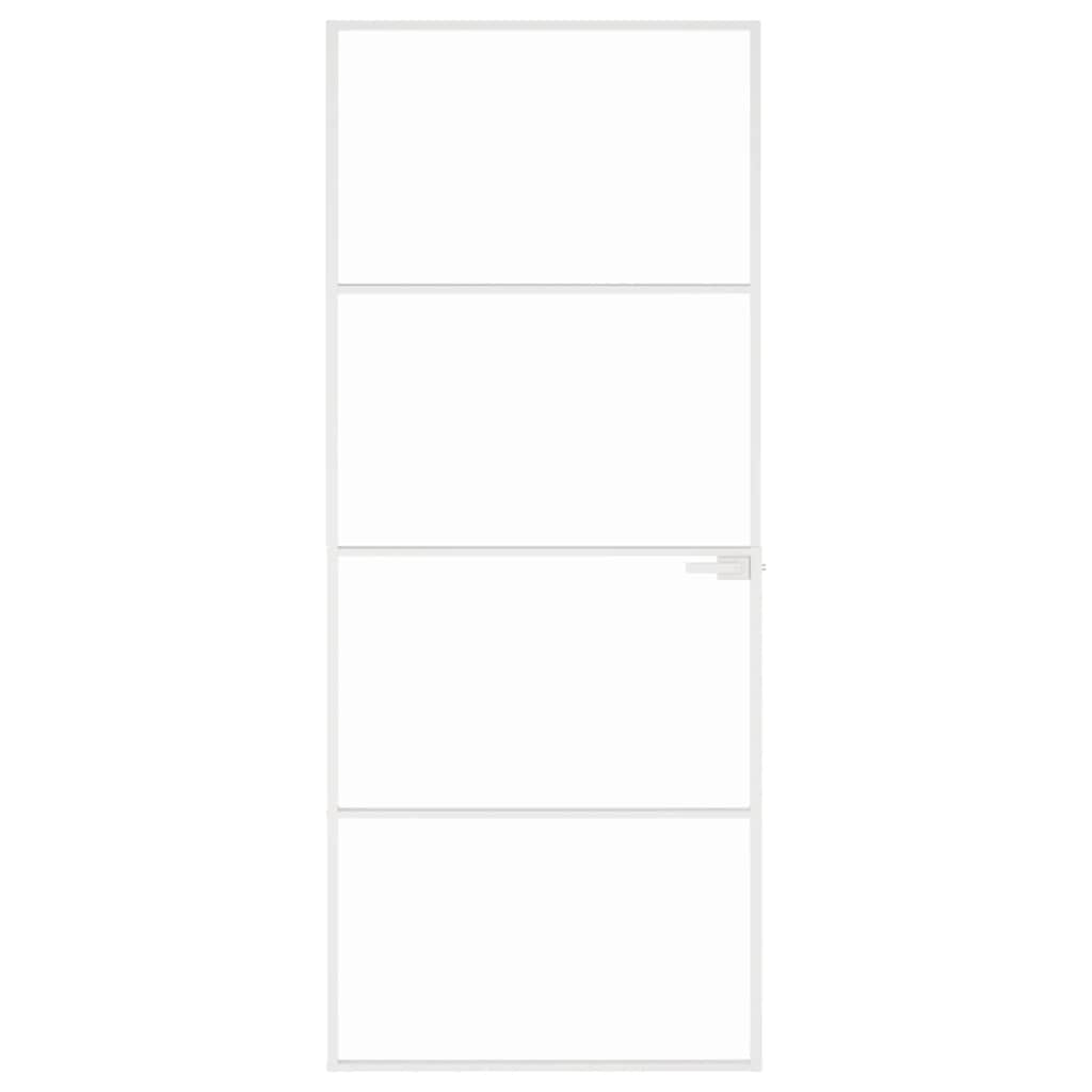 Interior Door White 83x201.5 cm Tempered Glass&Aluminium Slim