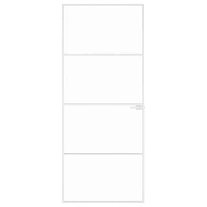 Interior Door White 83x201.5 cm Tempered Glass&Aluminium Slim