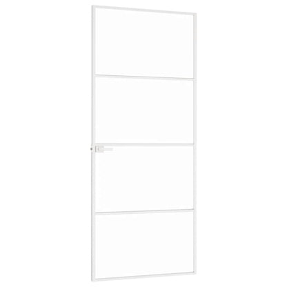 Interior Door White 83x201.5 cm Tempered Glass&Aluminium Slim